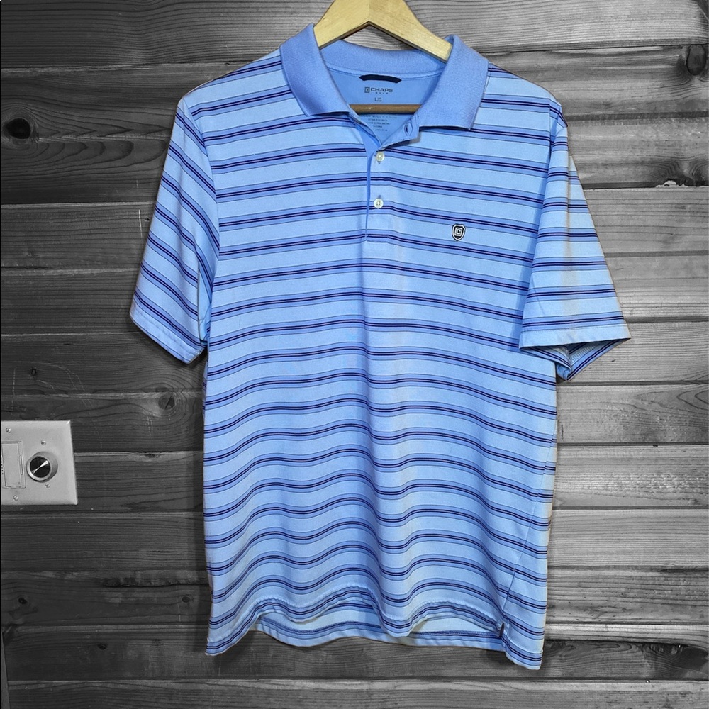 Men’s Blue Stripped Chaps Polo Size Large